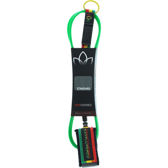 Stay Covered Deluxe Reg 6' Leash Green/Rasta