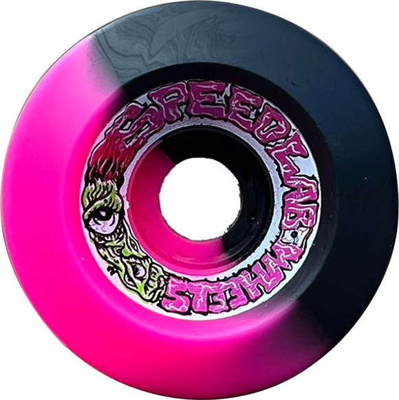 Speedlab Strangehouse 60mm 95a Black/Pink Split Skateboard Wheels (Set of 4)